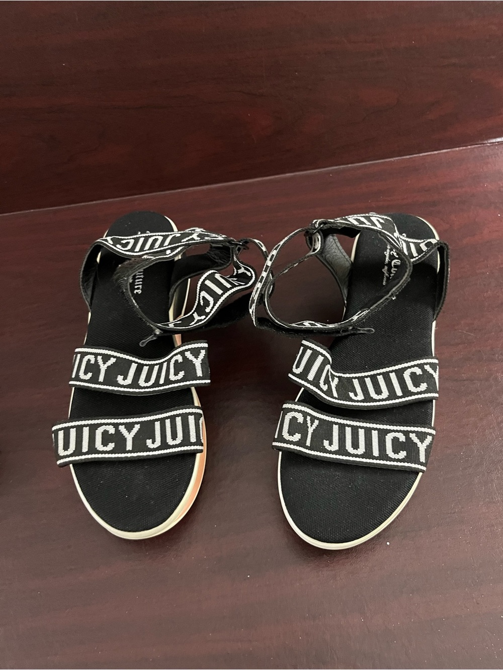 Juicy Couture Black Logo Strap Sandals